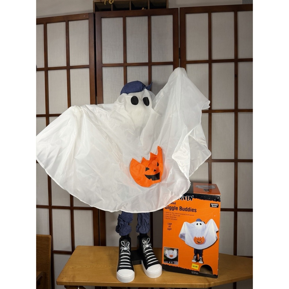 HALLOWEEN Gemmy Animated Giggle Buddies Ghost New Works Open Box